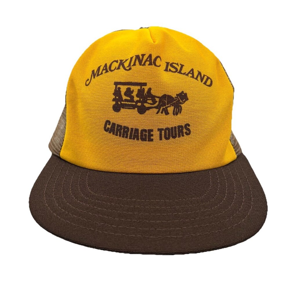Mackinac Island Michigan Carriage Tours Vintage Trucker Snapback Hat Cap Dad 70s
